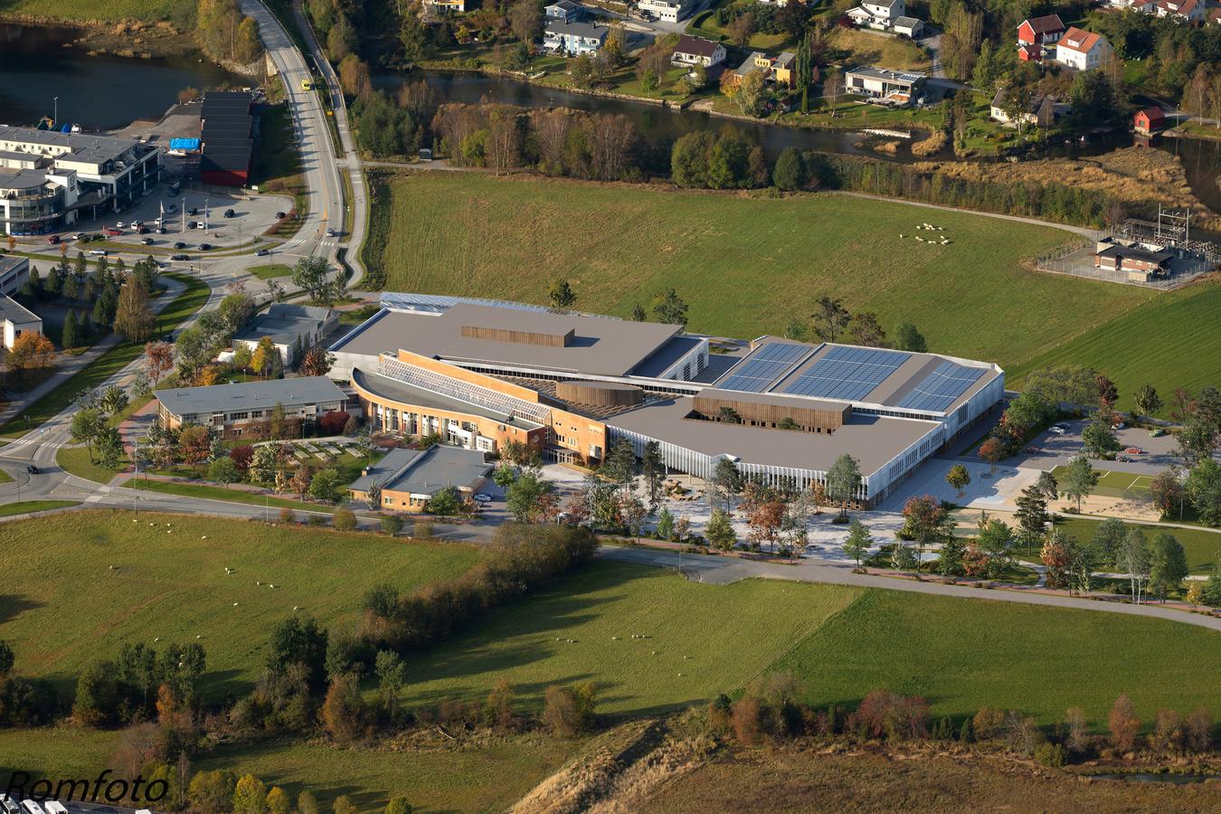 the school is placed in the surroundings. illustration. 