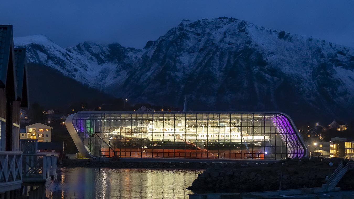 Museum by the seafront that houses the ship MS Finnmarken. Photo